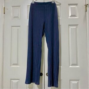 Mango Navy Ribbed Flared Knit Pants 4XL NWT